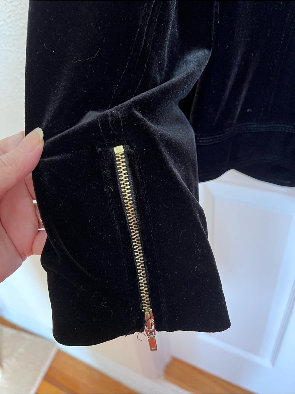 INC Black Velvet Moto Jacket with Gold Hardware EUC - Picture 10 of 11